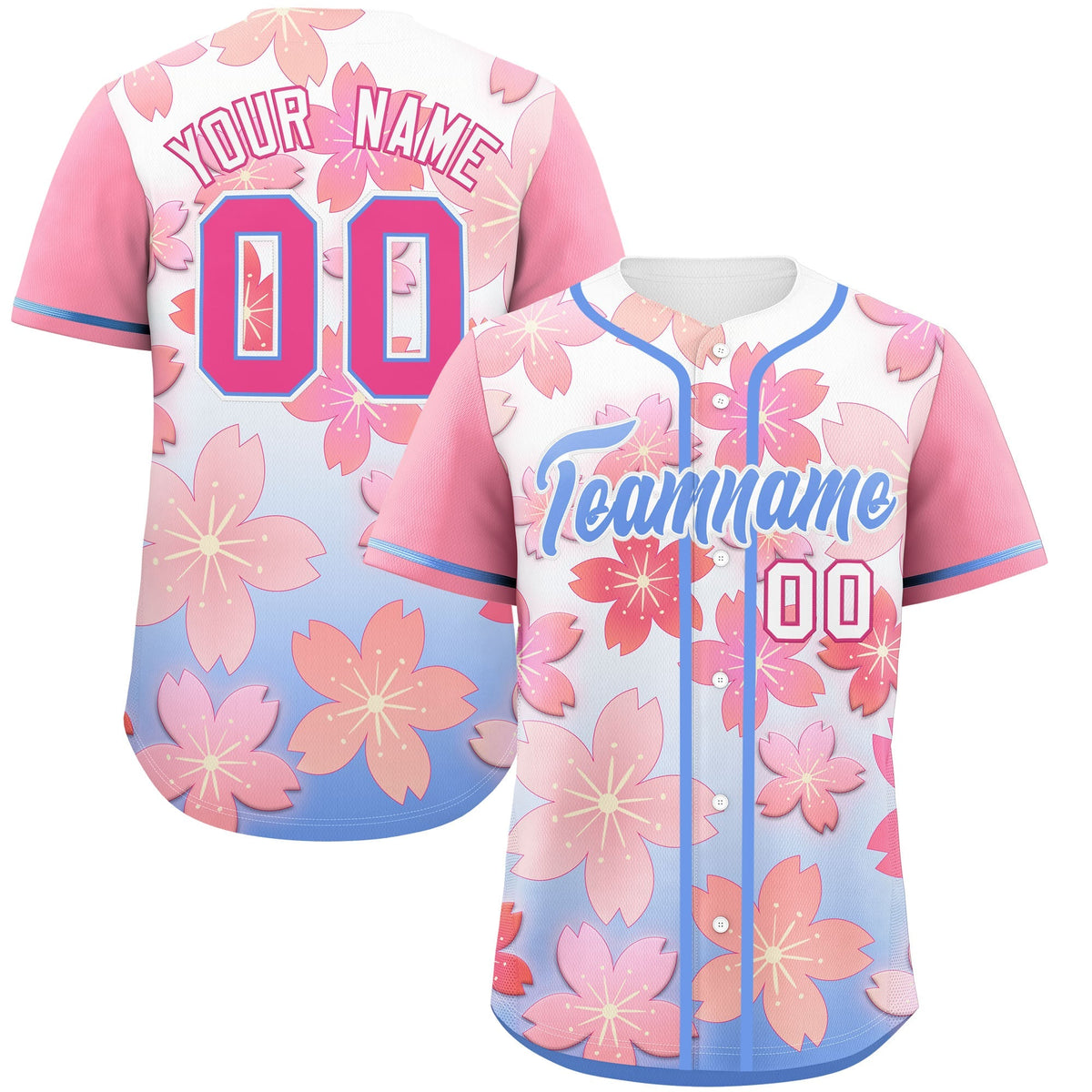 Custom Pink Powder Blue Gradient Fashion Elastic Baseball Jersey| KXKSHOP