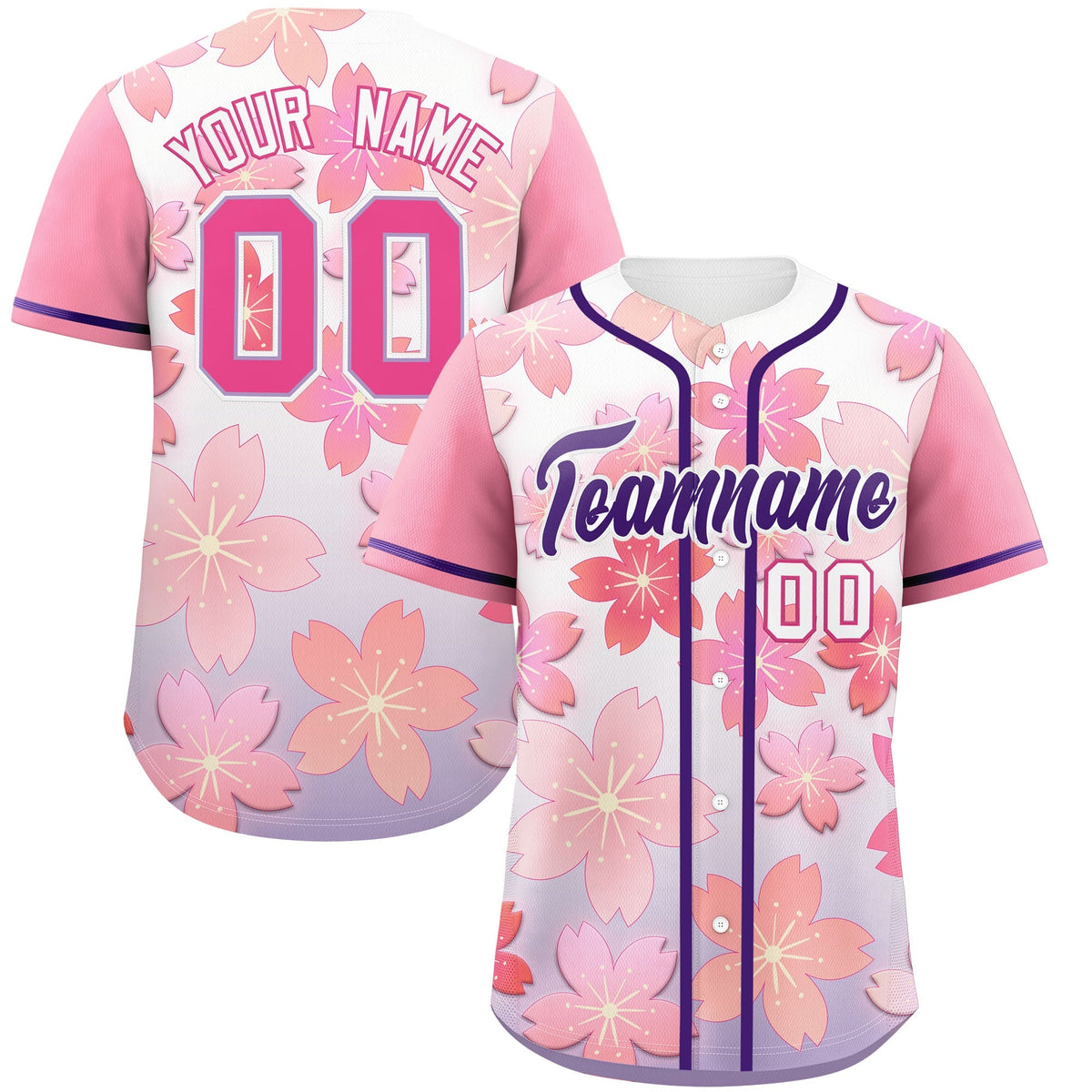 Custom Light Purple Pink Gradient Fashion Elastic Baseball Jersey| KXKSHOP