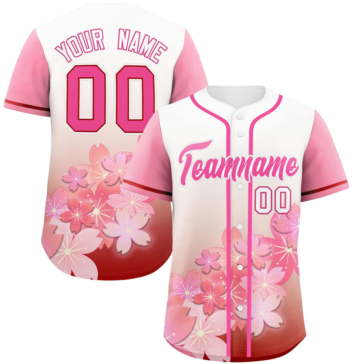 Custom pink Red Gradient Fashion Elastic Baseball Jersey| KXKSHOP