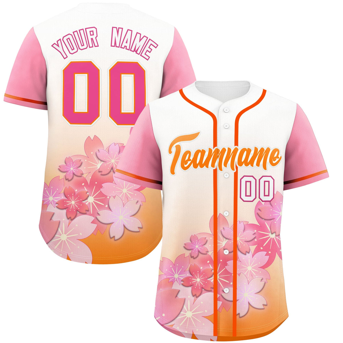 Custom Gold Orange Pink Gradient Fashion Elastic Baseball Jersey| KXKSHOP
