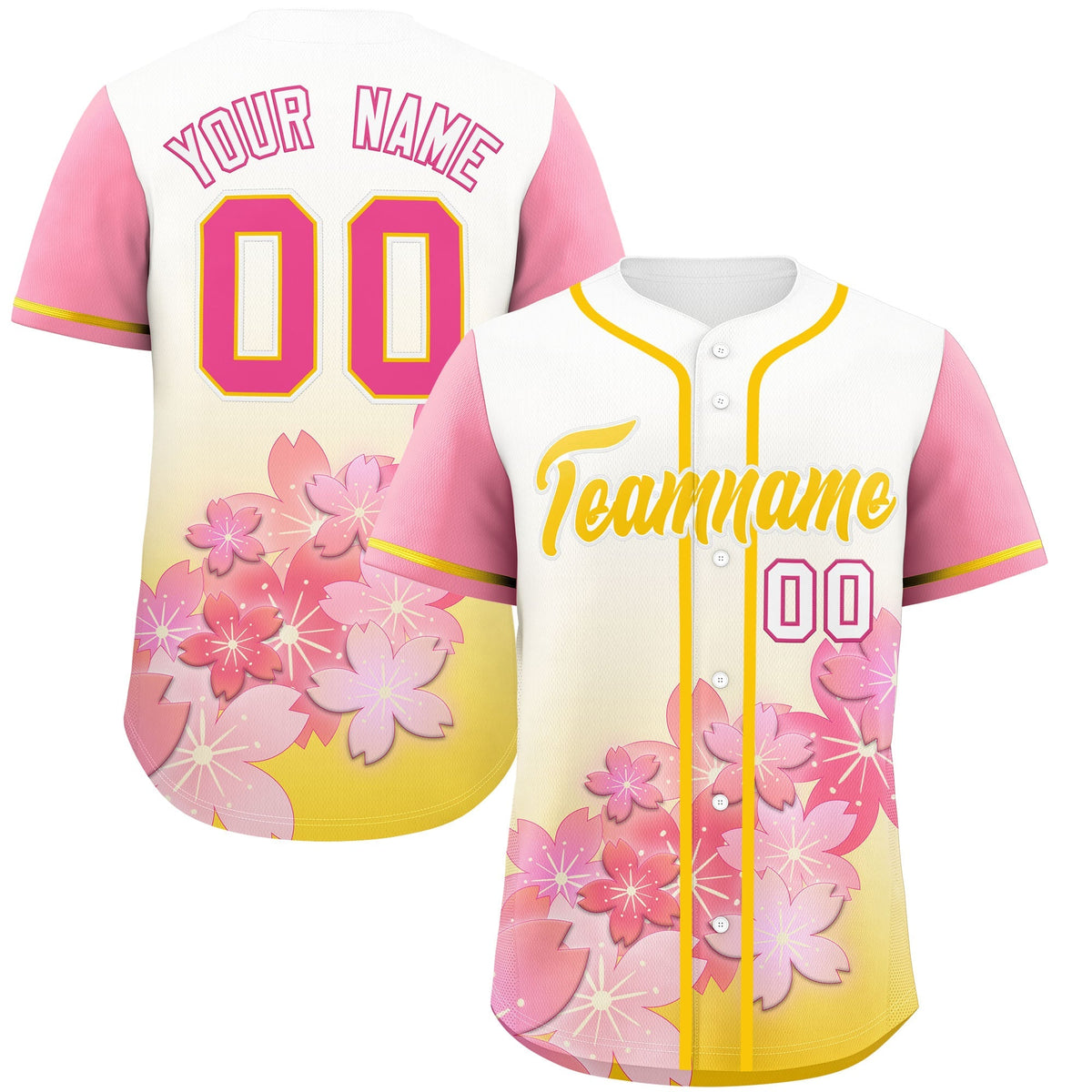 Custom Gold Pink Gradient Fashion Elastic Baseball Jersey| KXKSHOP