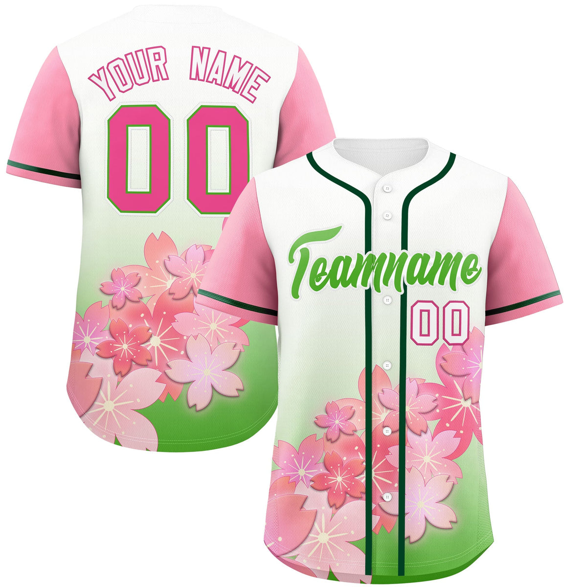 Custom Light Green Pink Gradient Fashion Elastic Baseball Jersey| KXKSHOP