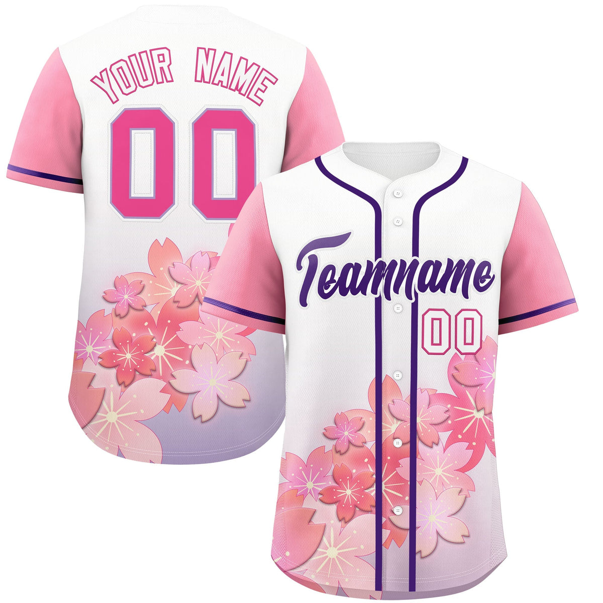 Custom Light Purple Pink Gradient Fashion Elastic Baseball Jersey| KXKSHOP