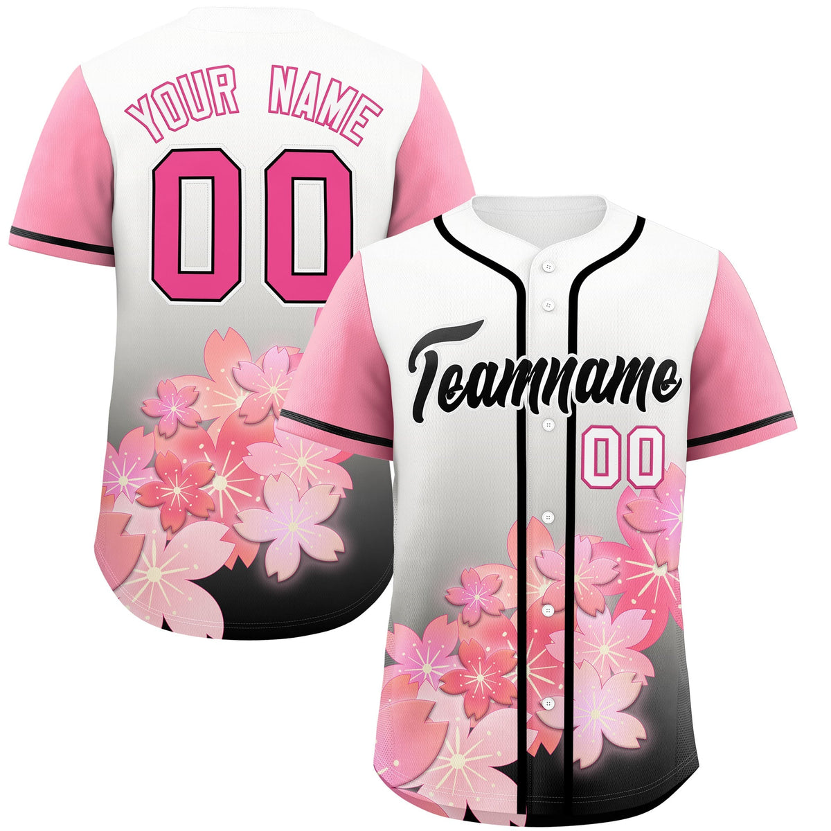 Custom Black Pink Gradient Fashion Elastic Baseball Jersey| KXKSHOP