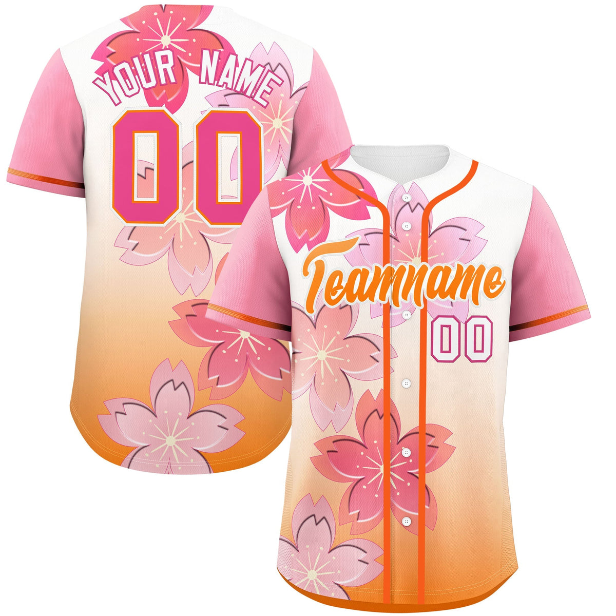 Custom Gold Orange Pink Gradient Fashion Elastic Baseball Jersey| KXKSHOP