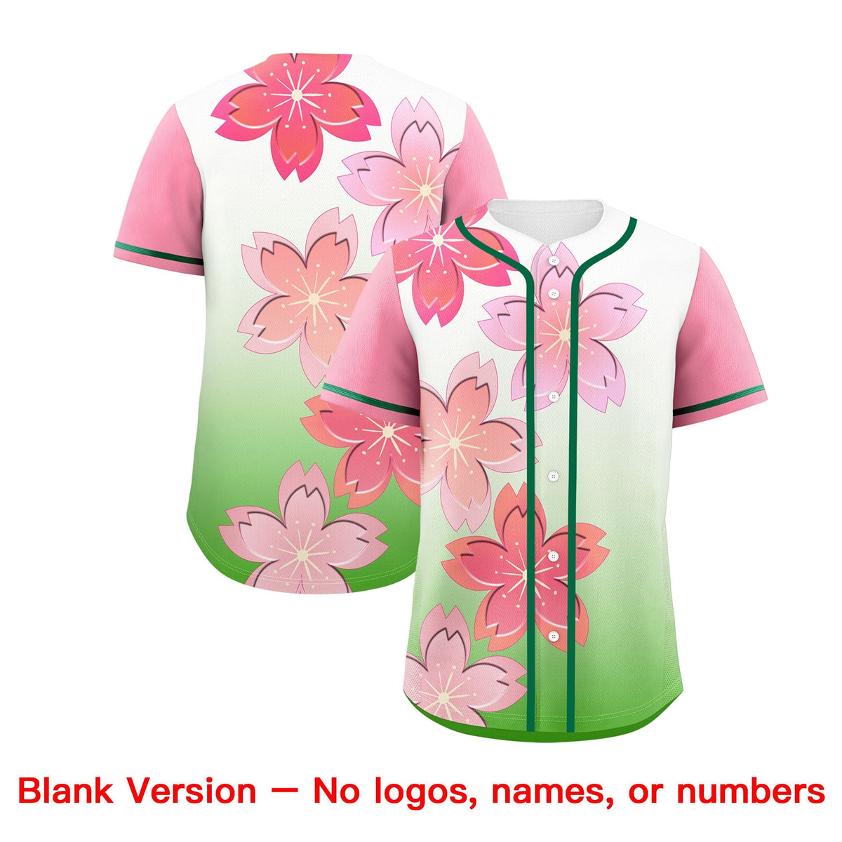 Custom Light Green Pink Gradient Fashion Elastic Baseball Jersey| KXKSHOP