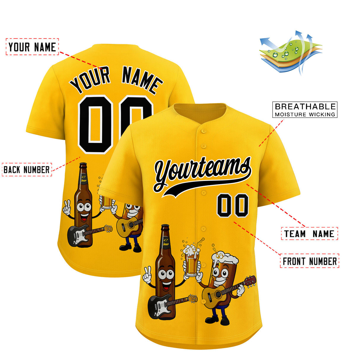 Custom Yellow Personalized Team Shirts for Parties &amp; Training | KXKSHOP