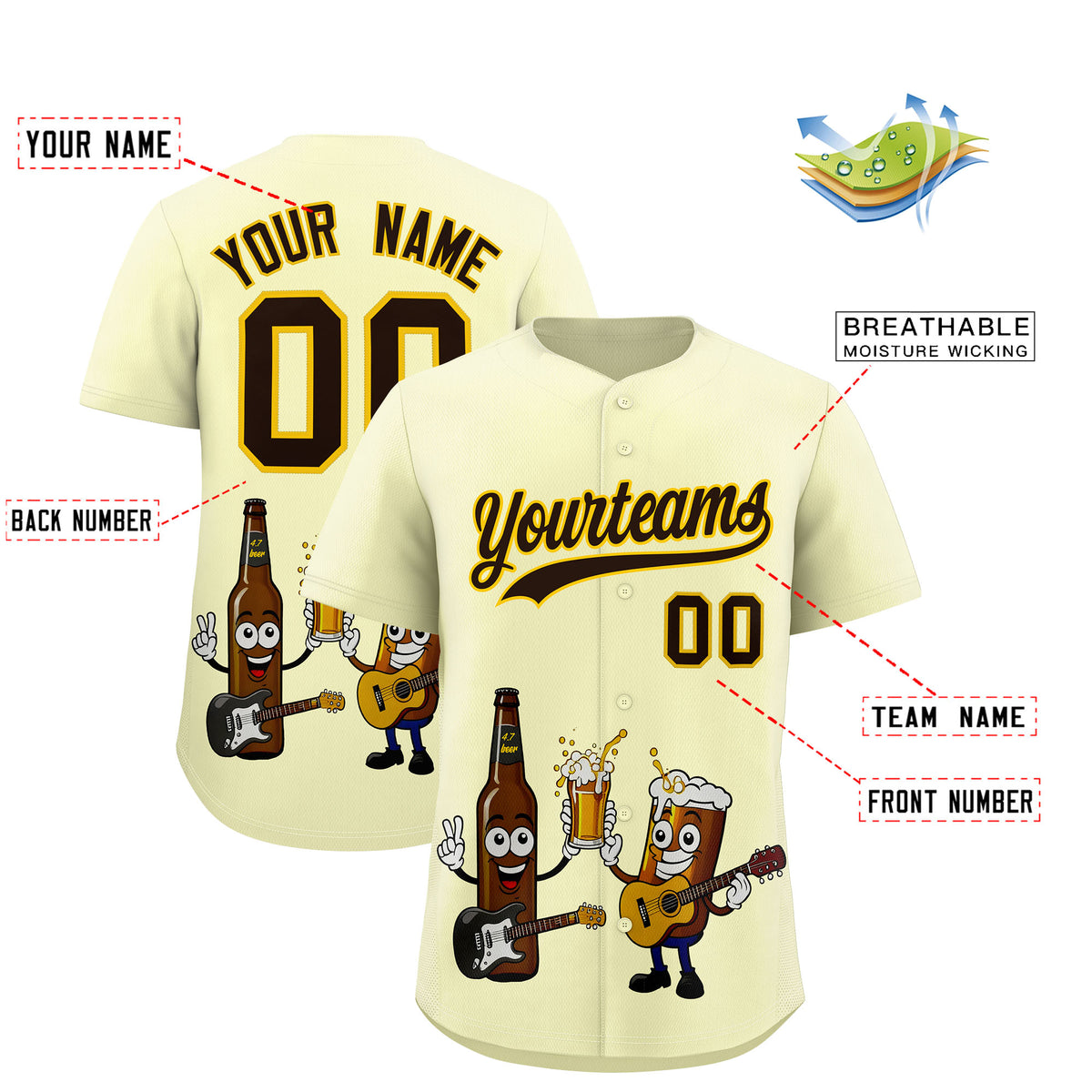 Custom Cream Personalized Team Shirts for Parties &amp; Training | KXKSHOP