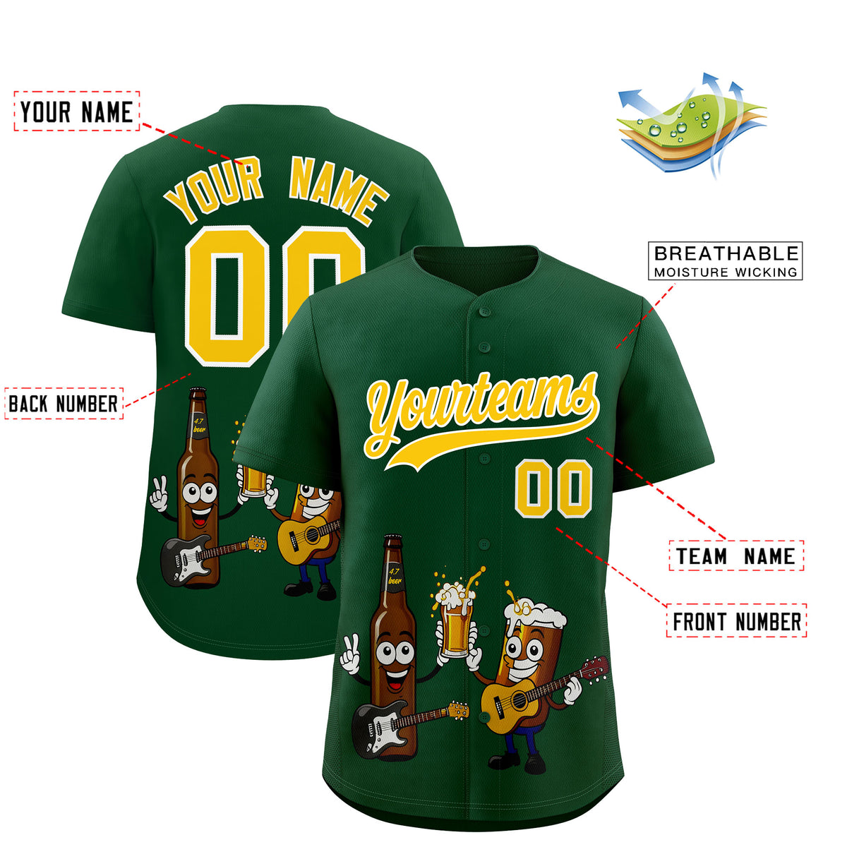 Custom Green Personalized Team Shirts for Parties &amp; Training | KXKSHOP