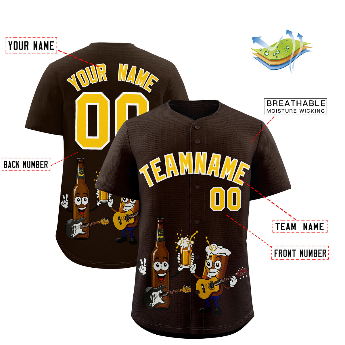 Custom Brown Personalized Team Shirts for Parties &amp; Training | KXKSHOP