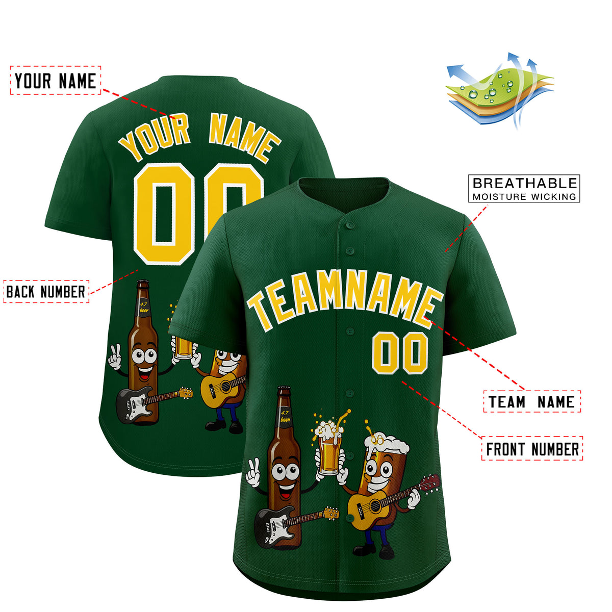 Custom Green Personalized Team Shirts for Parties &amp; Training | KXKSHOP