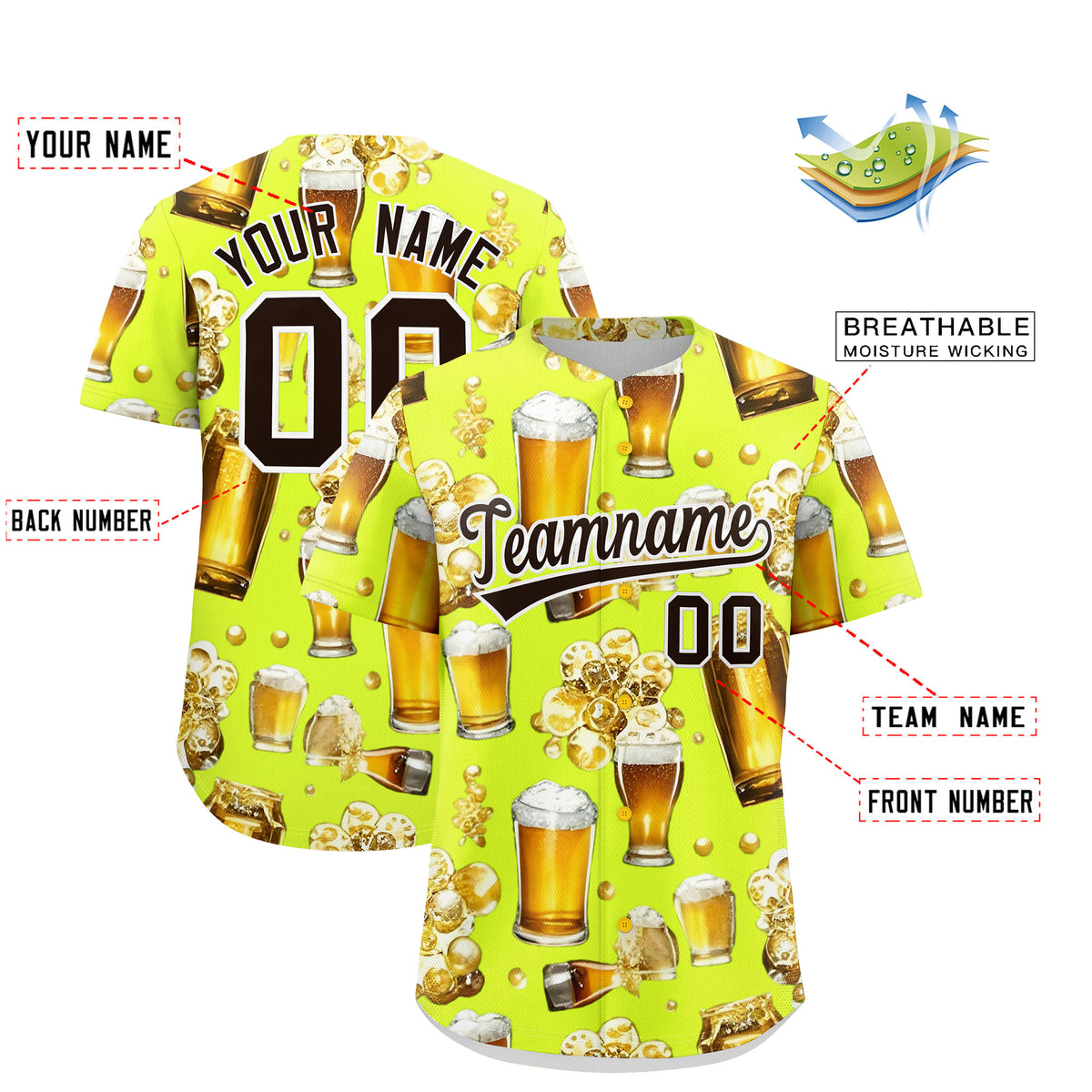 Custom Fluorescent Green Personalized Team Shirts for Parties & Training | KXKSHOP