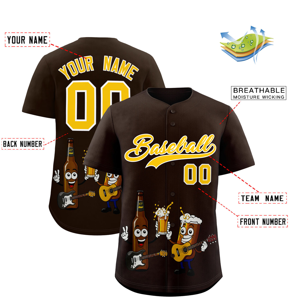 Custom Brown Personalized Team Shirts for Parties &amp; Training | KXKSHOP