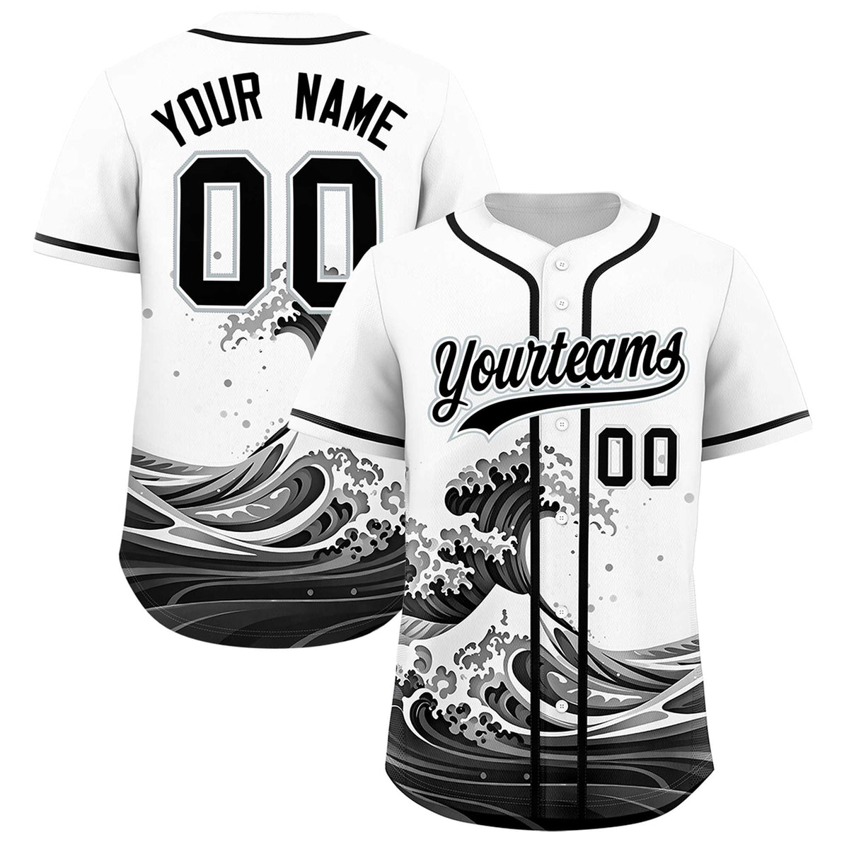 Custom White Wave Graffiti Pattern Authentic Baseball Jersey| KXKSHOP