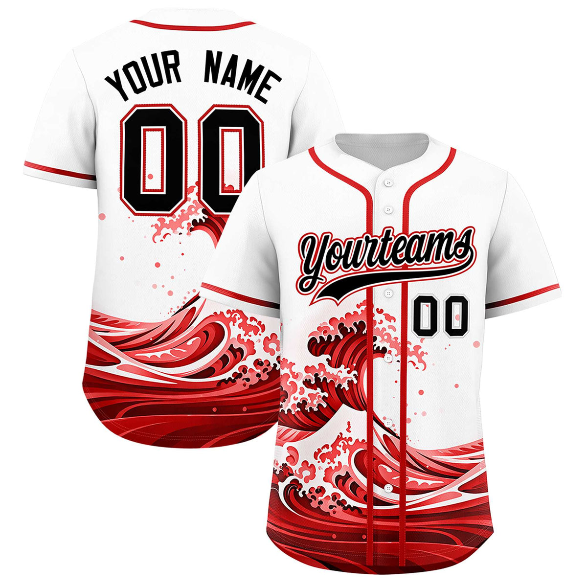 Custom White Wave Graffiti Pattern Authentic Baseball Jersey| KXKSHOP