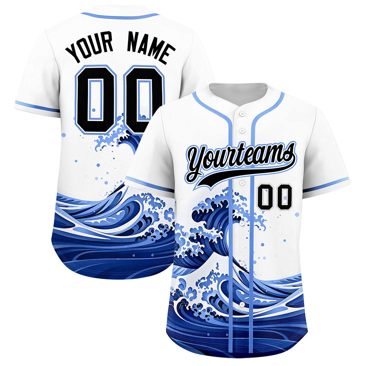 Custom White Wave Graffiti Pattern Authentic Baseball Jersey| KXKSHOP