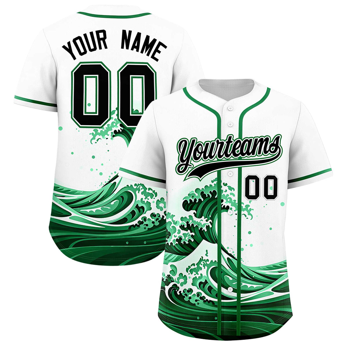 Custom White Wave Graffiti Pattern Authentic Baseball Jersey| KXKSHOP