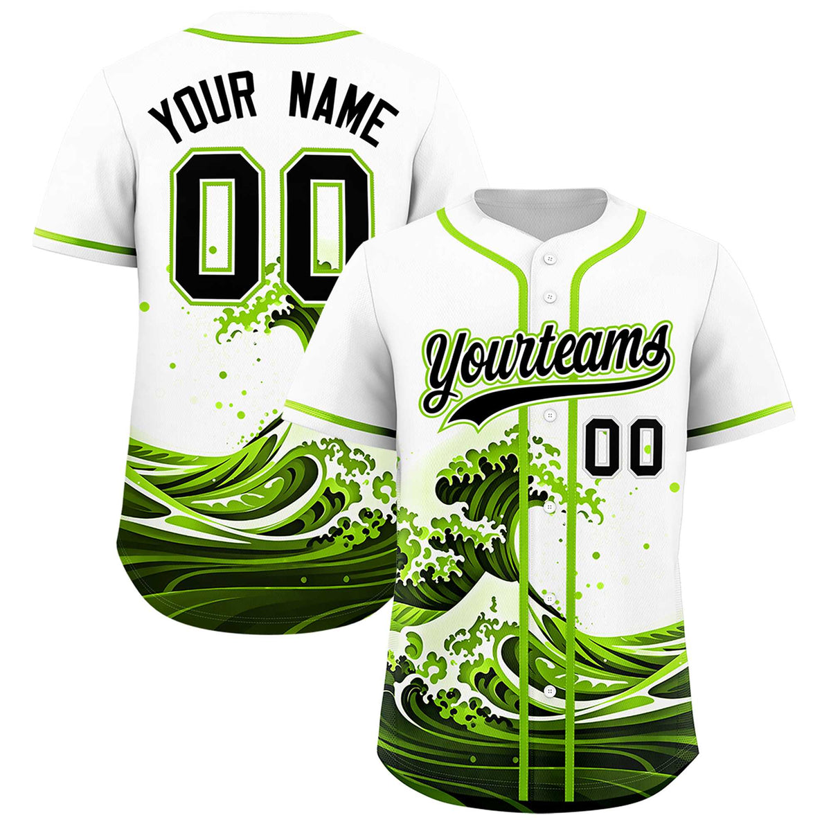 Custom White Wave Graffiti Pattern Authentic Baseball Jersey| KXKSHOP