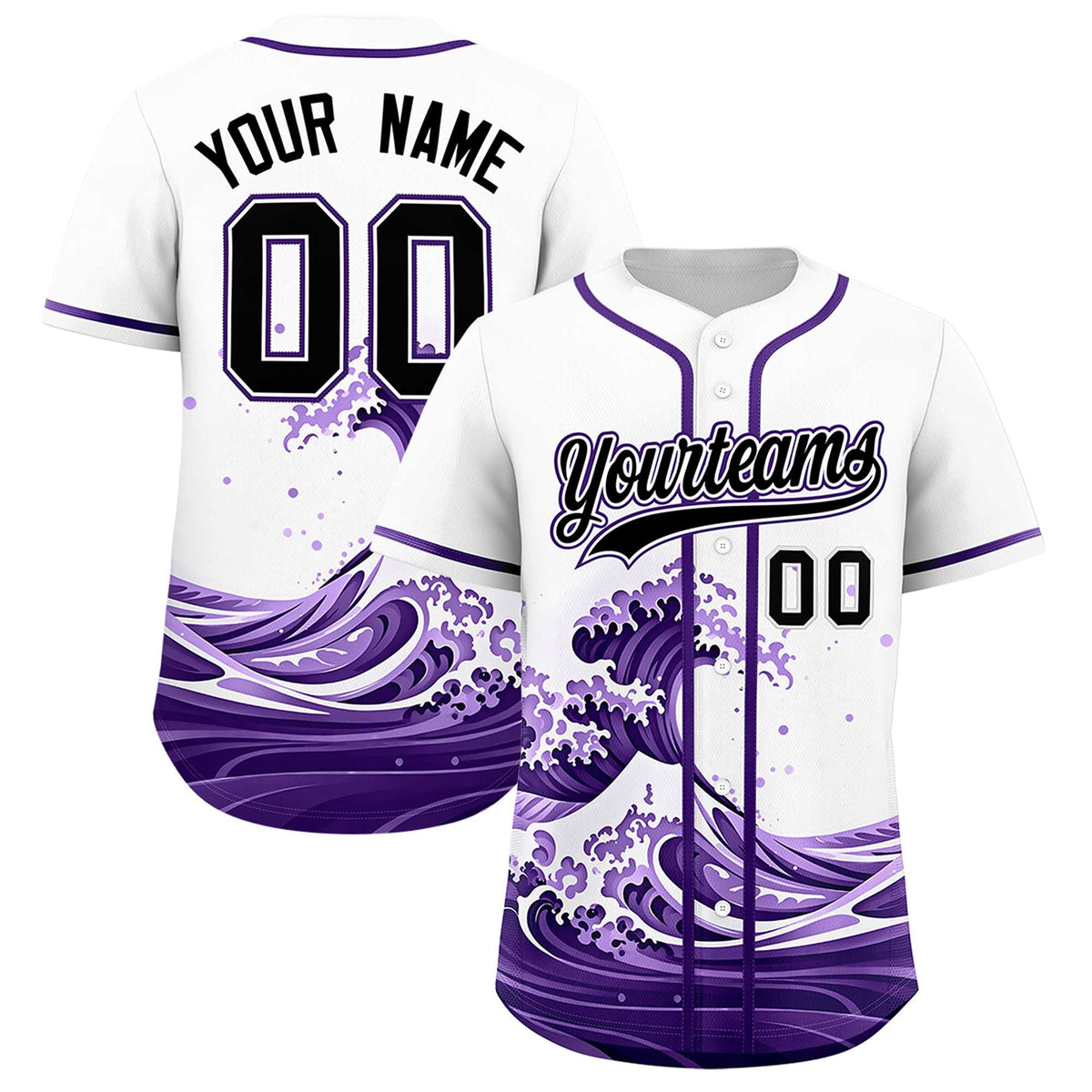 Custom White Wave Graffiti Pattern Authentic Baseball Jersey| KXKSHOP