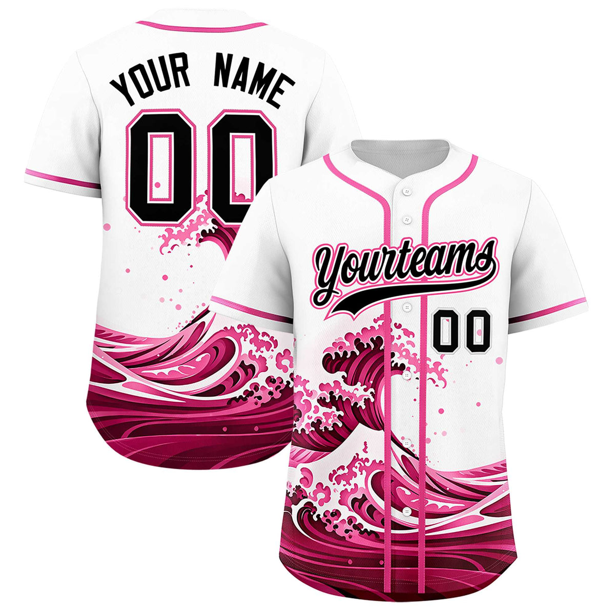 Custom White Wave Graffiti Pattern Authentic Baseball Jersey| KXKSHOP