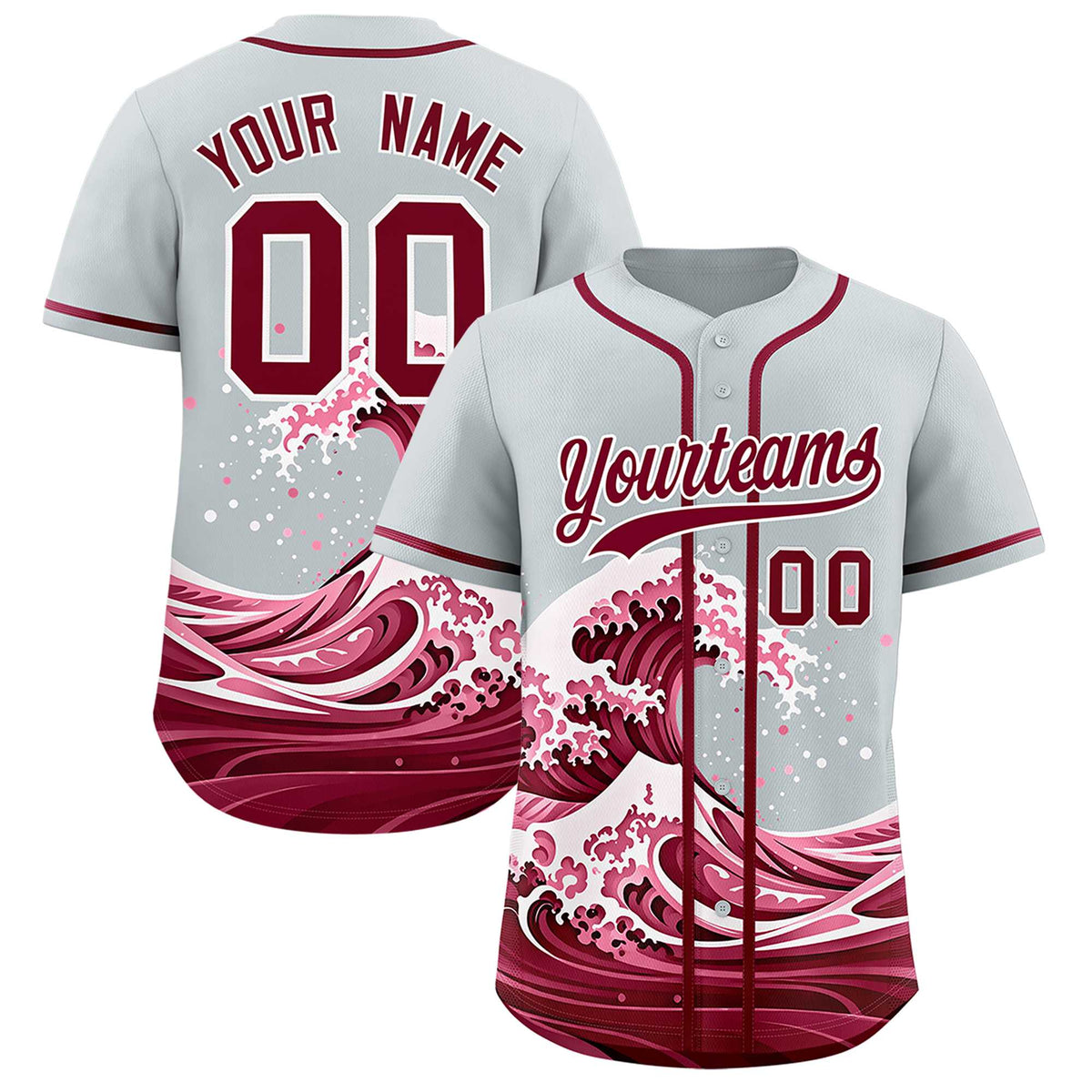 Custom Silver Wave Graffiti Pattern Authentic Baseball Jersey| KXKSHOP