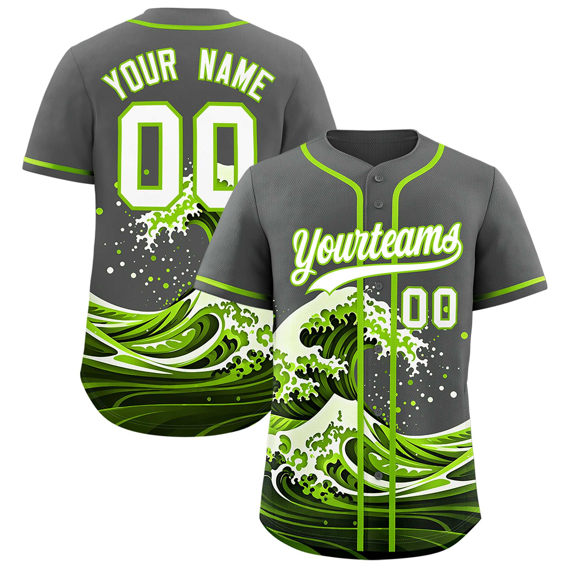 Custom Gray Wave Graffiti Pattern Authentic Baseball Jersey| KXKSHOP