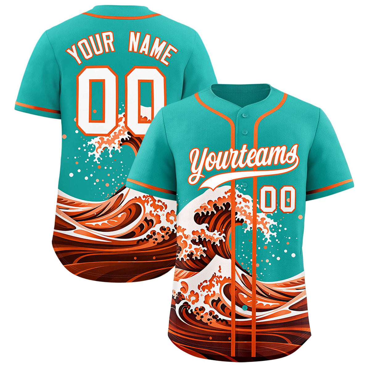 Custom Aqua Wave Graffiti Pattern Authentic Baseball Jersey| KXKSHOP