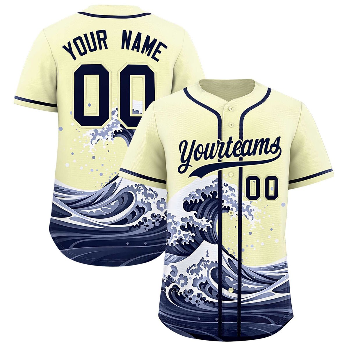 Custom Cream Wave Graffiti Pattern Authentic Baseball Jersey| KXKSHOP