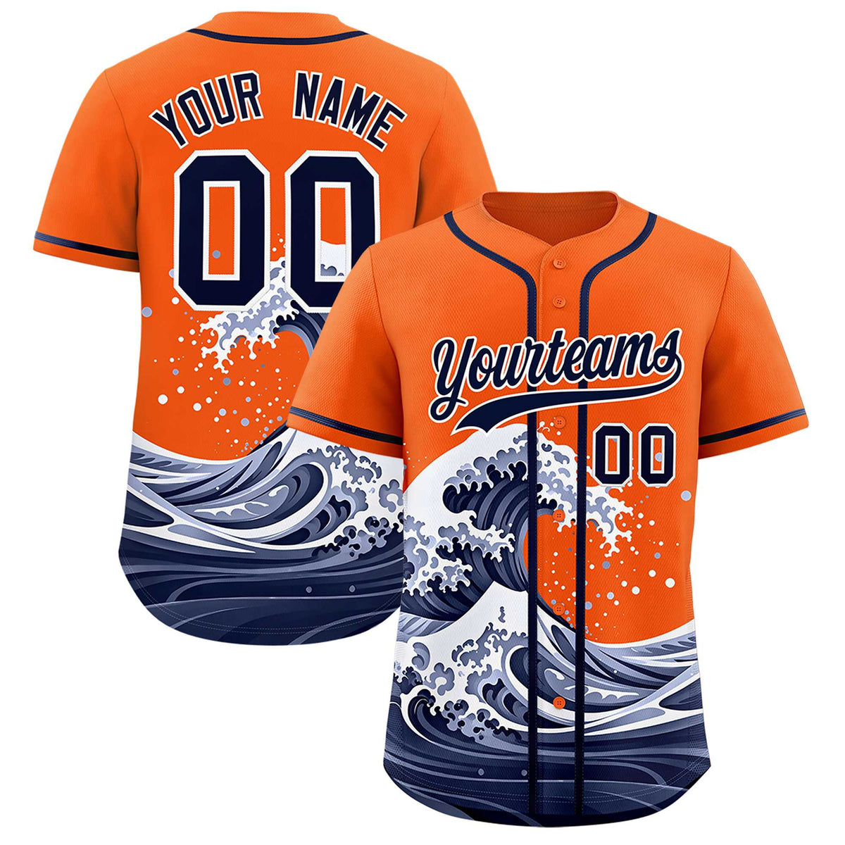 Custom Orange Wave Graffiti Pattern Authentic Baseball Jersey| KXKSHOP