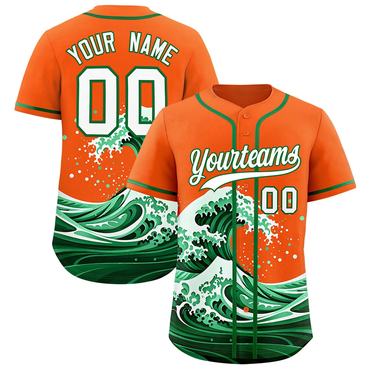 Custom Orange Wave Graffiti Pattern Authentic Baseball Jersey| KXKSHOP