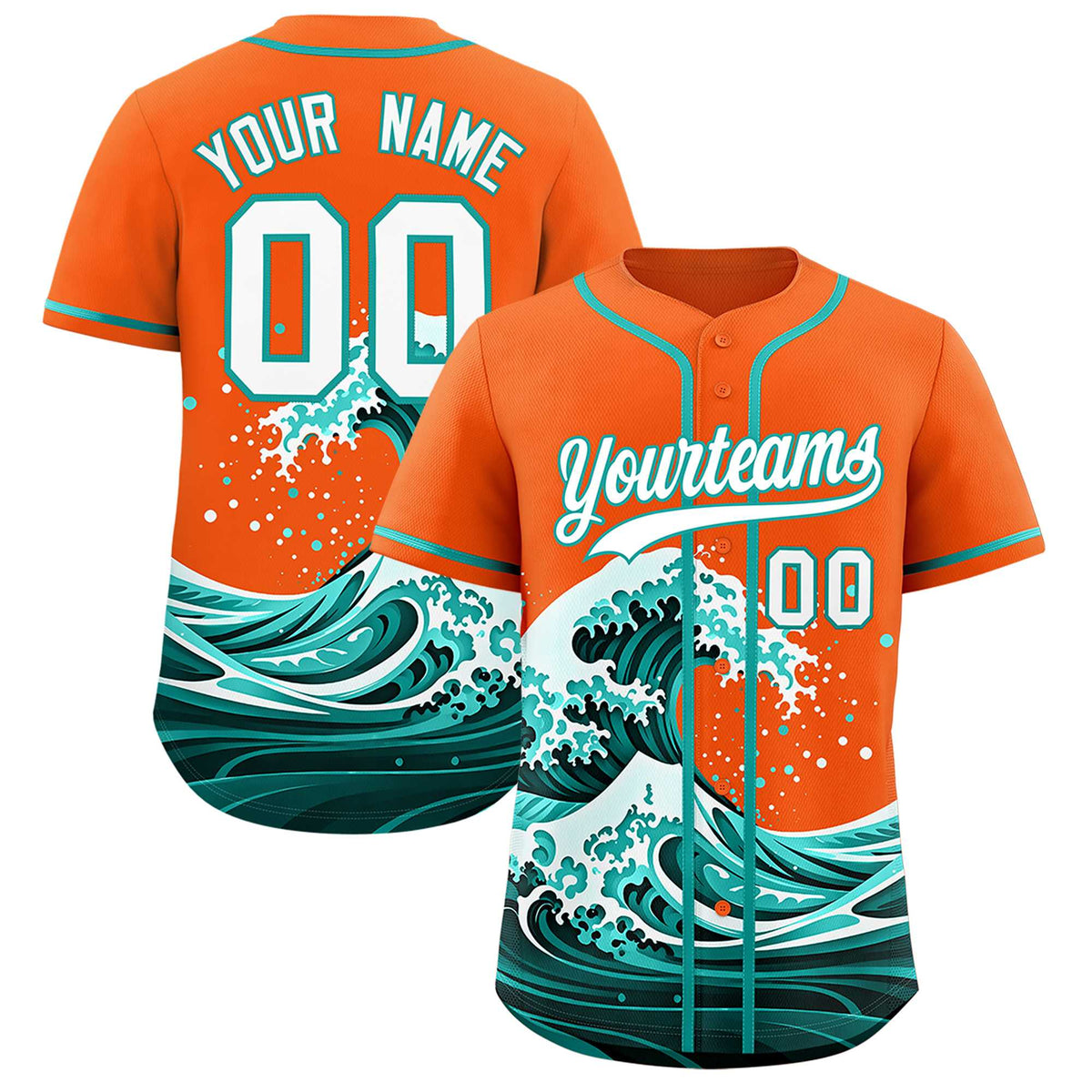 Custom Orange Wave Graffiti Pattern Authentic Baseball Jersey| KXKSHOP