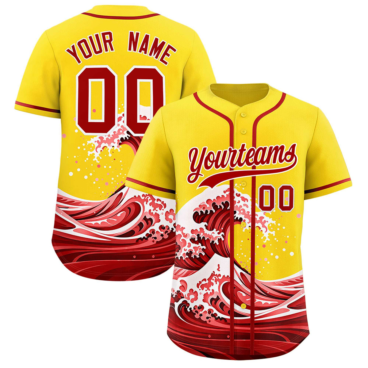 Custom Gold Wave Graffiti Pattern Authentic Baseball Jersey| KXKSHOP