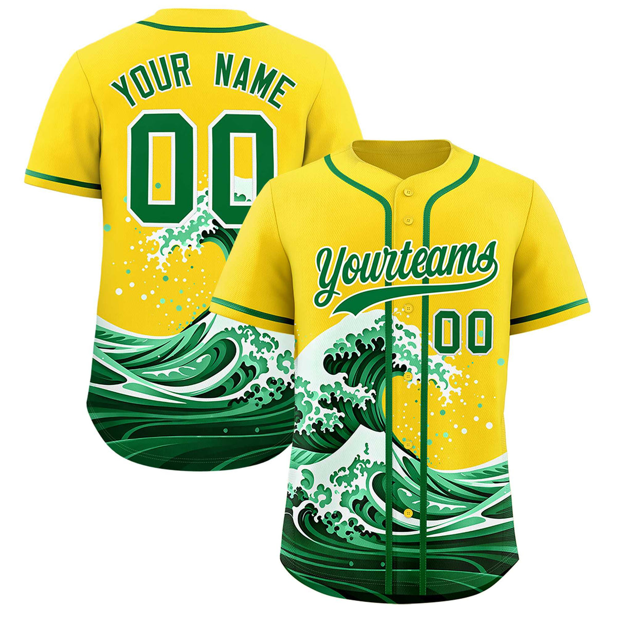 Custom Gold Wave Graffiti Pattern Authentic Baseball Jersey| KXKSHOP