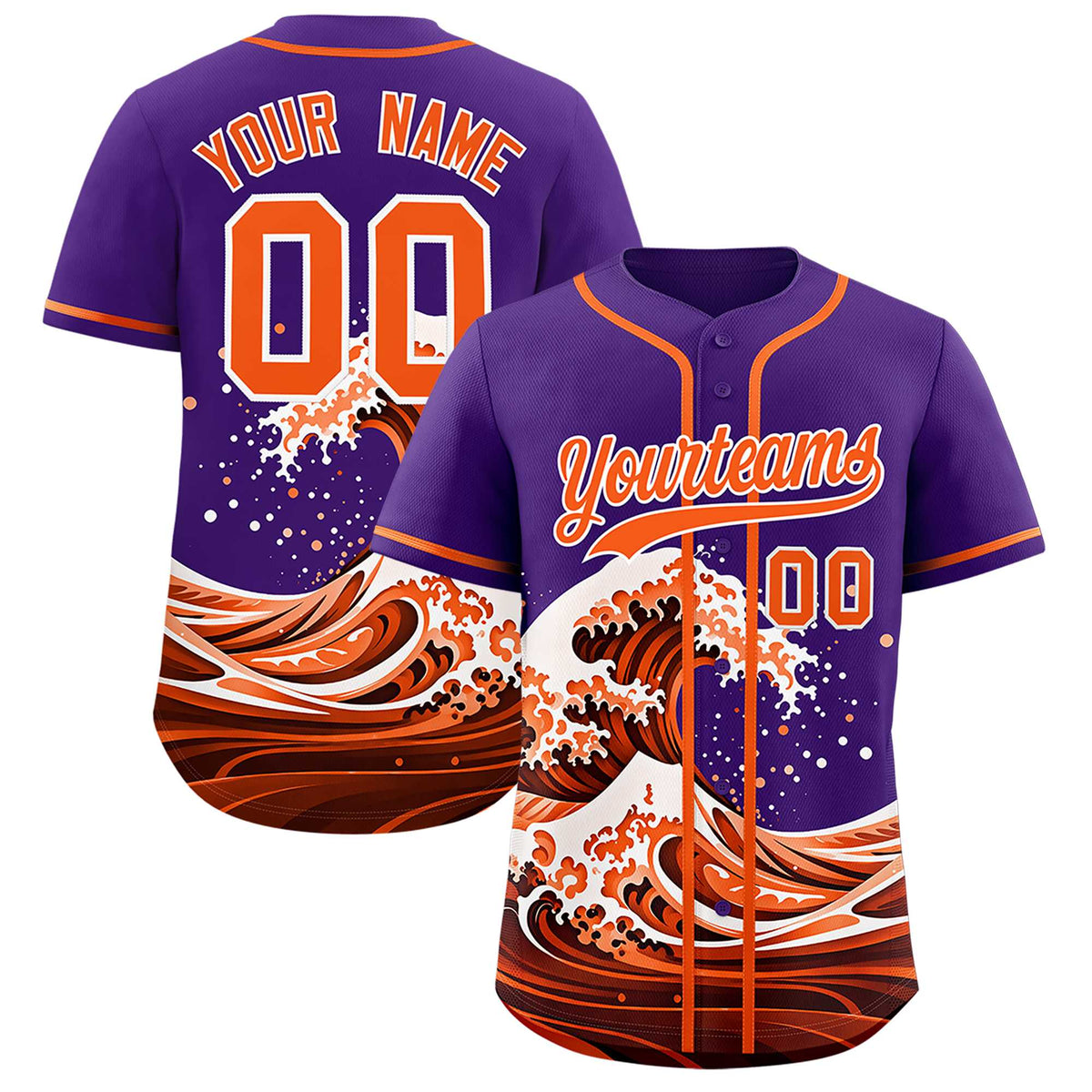 Custom Purple Wave Graffiti Pattern Authentic Baseball Jersey| KXKSHOP