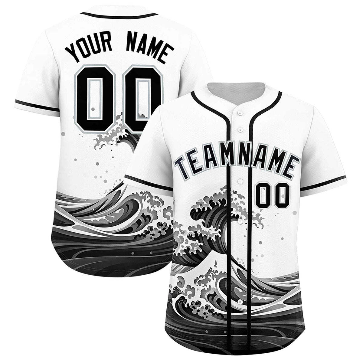 Custom White Wave Graffiti Pattern Authentic Baseball Jersey| KXKSHOP