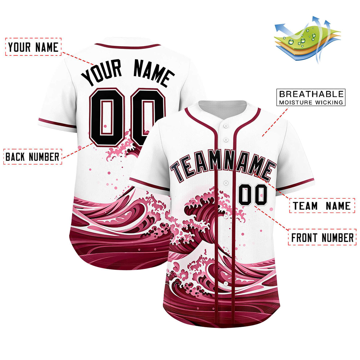 Custom White Wave Graffiti Pattern Authentic Baseball Jersey| KXKSHOP