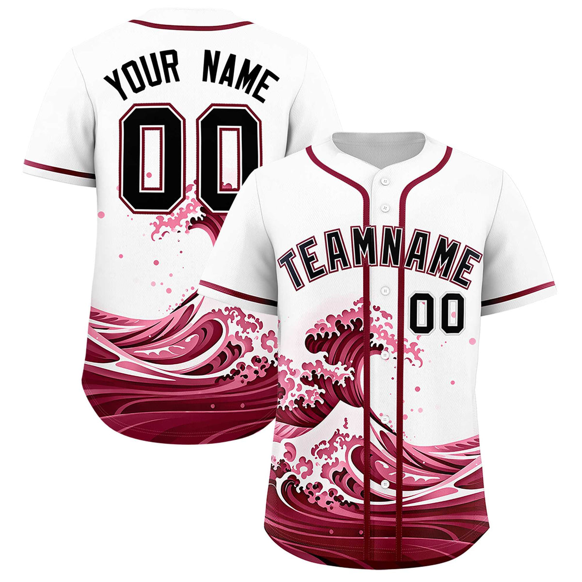 Custom White Wave Graffiti Pattern Authentic Baseball Jersey| KXKSHOP