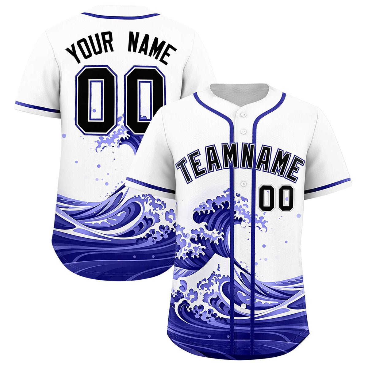 Custom White Wave Graffiti Pattern Authentic Baseball Jersey| KXKSHOP