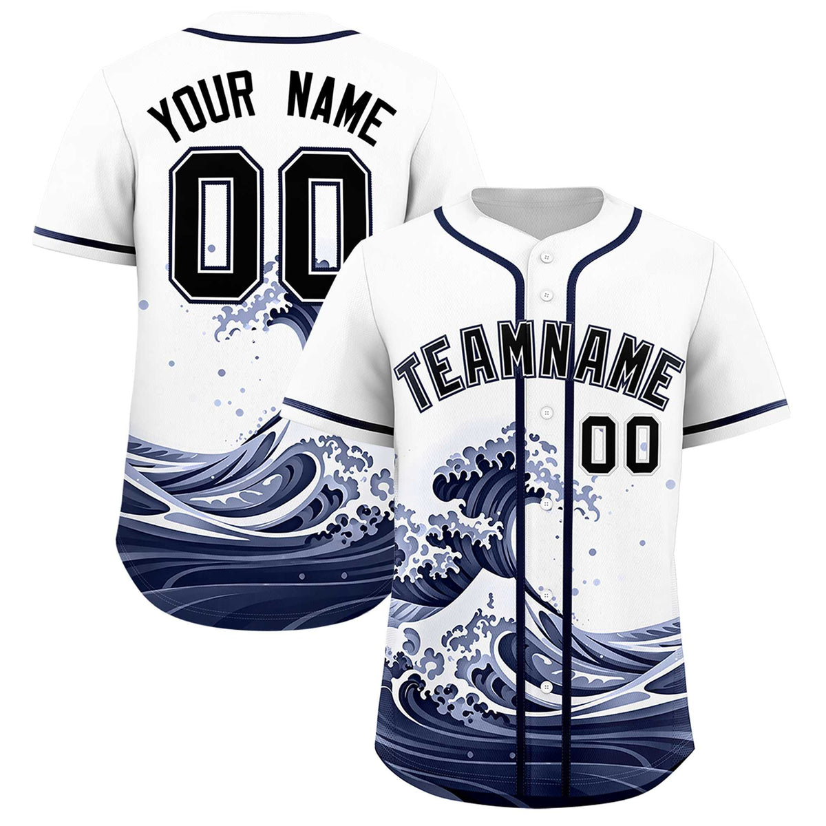 Custom White Wave Graffiti Pattern Authentic Baseball Jersey| KXKSHOP