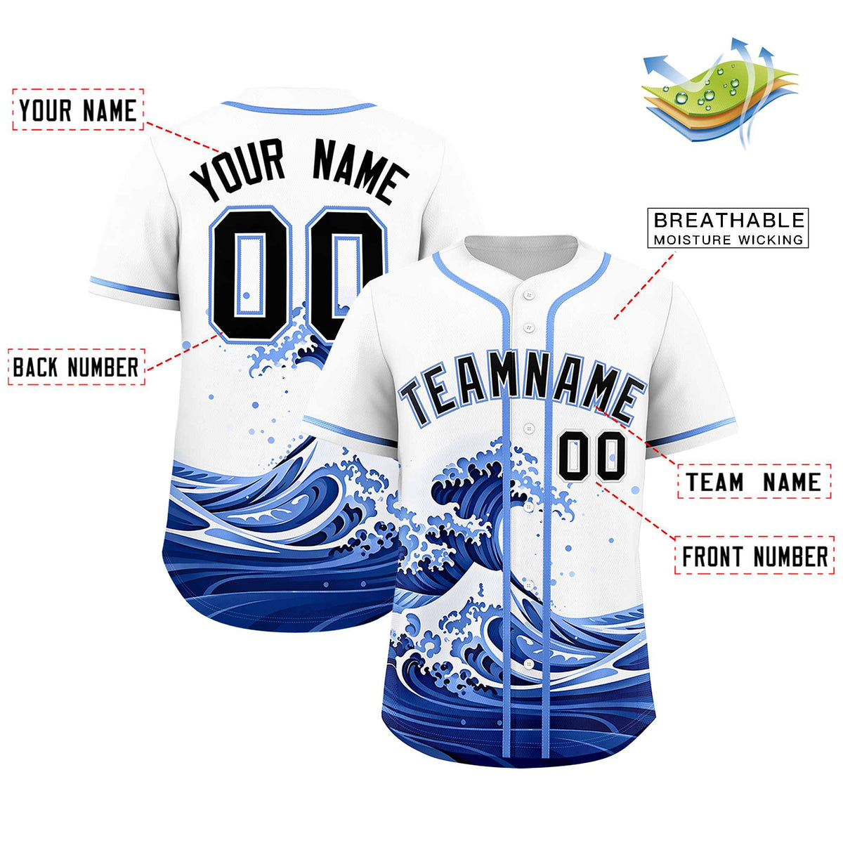 Custom White Wave Graffiti Pattern Authentic Baseball Jersey| KXKSHOP