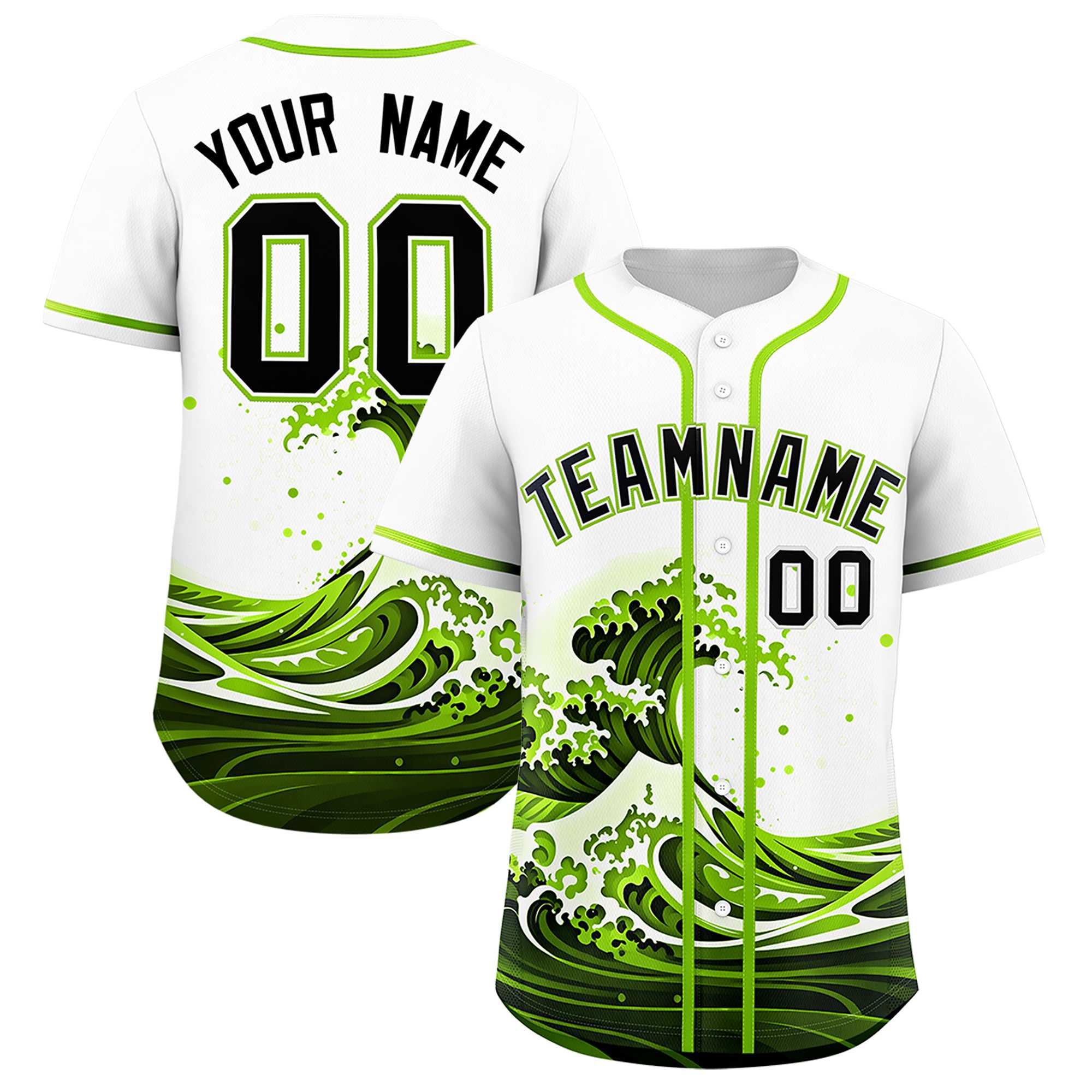 Custom White Wave Graffiti Pattern Authentic Baseball Jersey | KXKSHOP