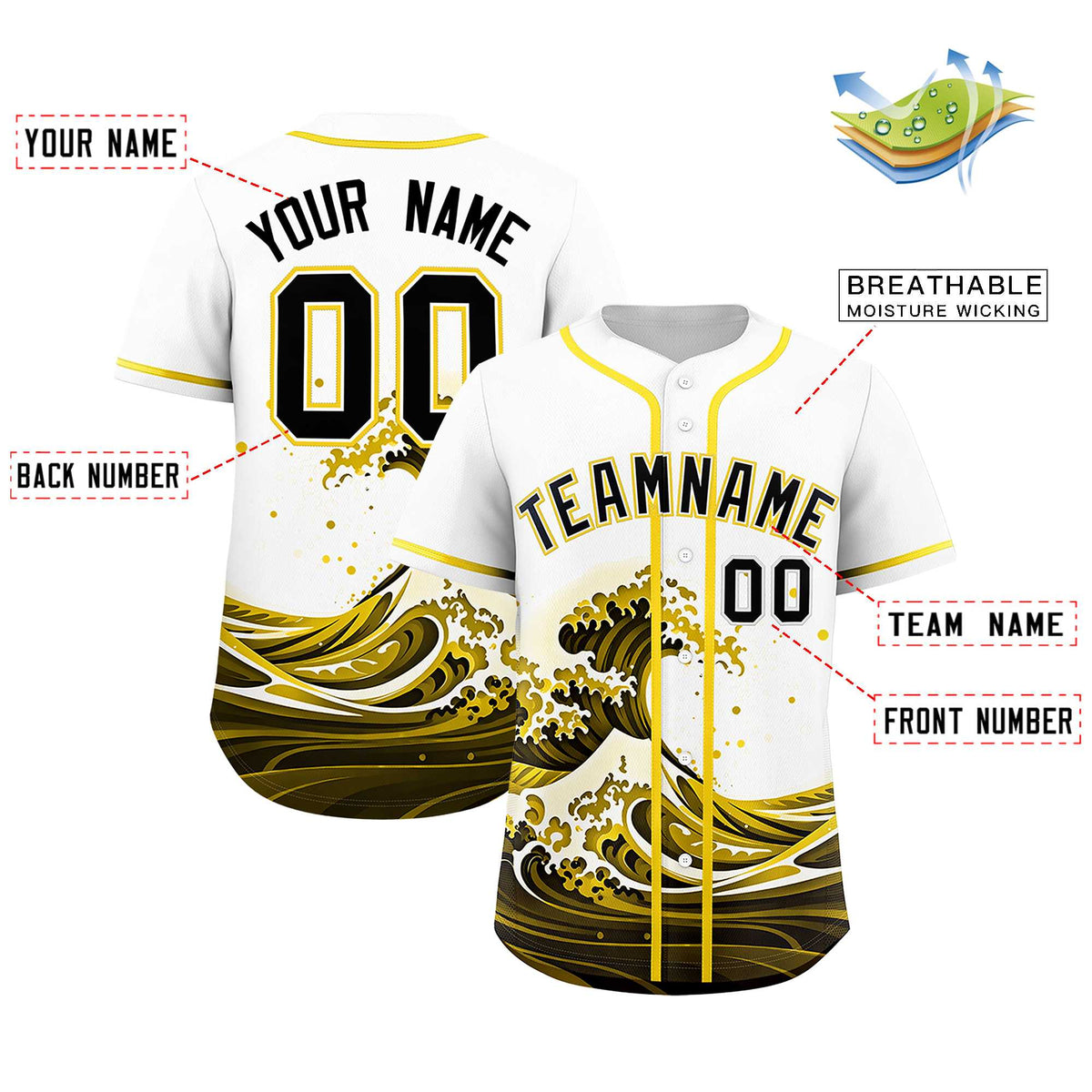 Custom White Wave Graffiti Pattern Authentic Baseball Jersey| KXKSHOP