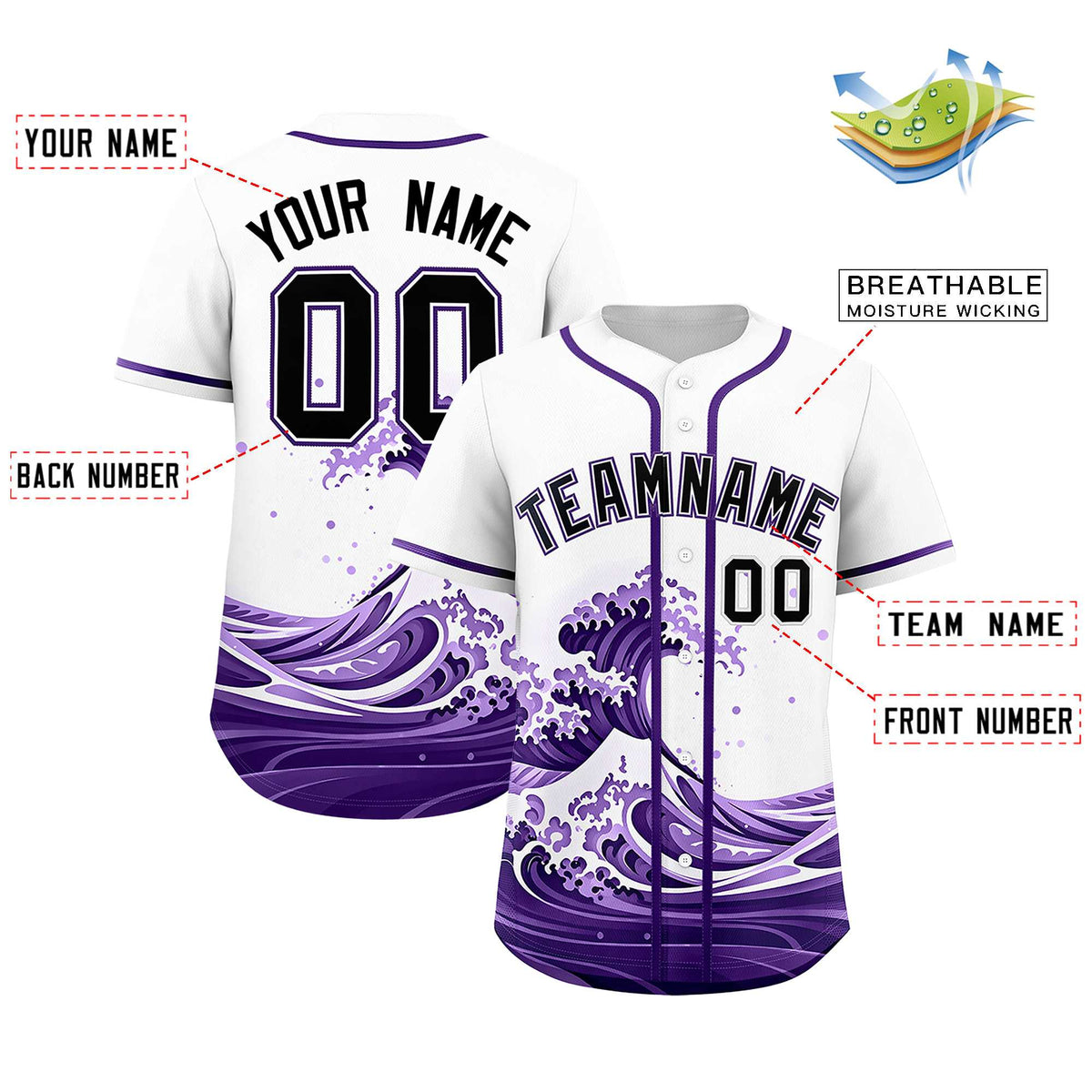 Custom White Wave Graffiti Pattern Authentic Baseball Jersey| KXKSHOP