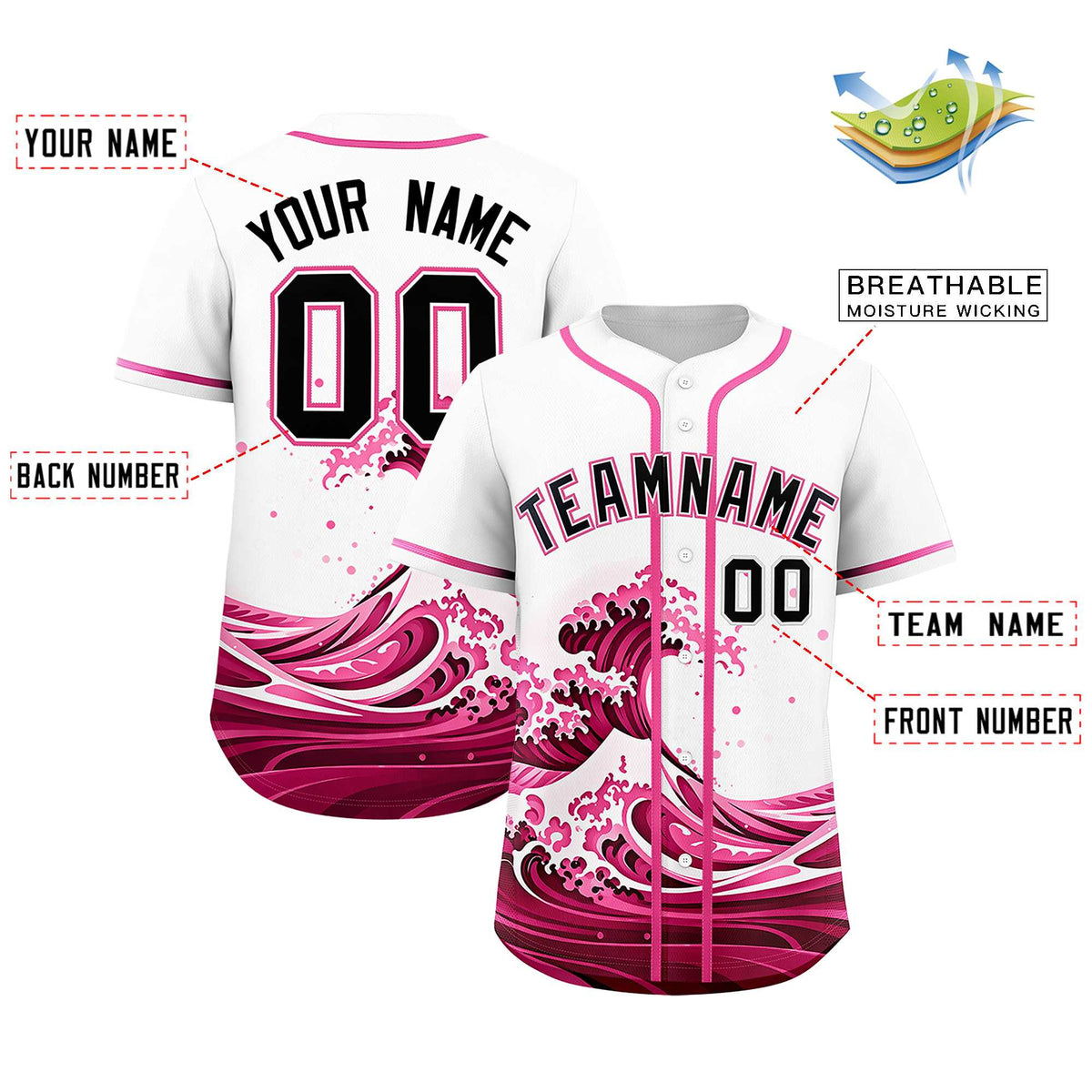 Custom White Wave Graffiti Pattern Authentic Baseball Jersey| KXKSHOP