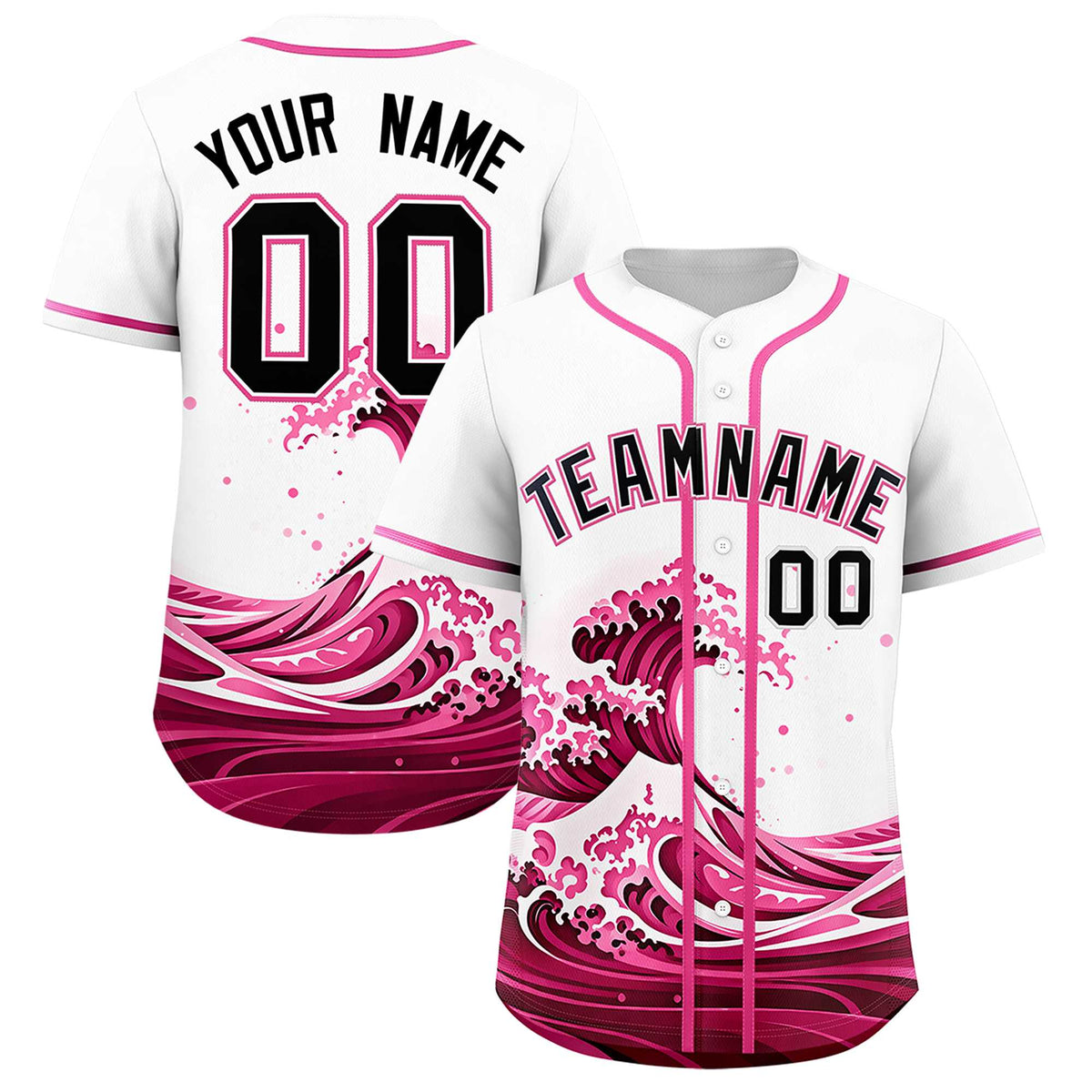 Custom White Wave Graffiti Pattern Authentic Baseball Jersey| KXKSHOP