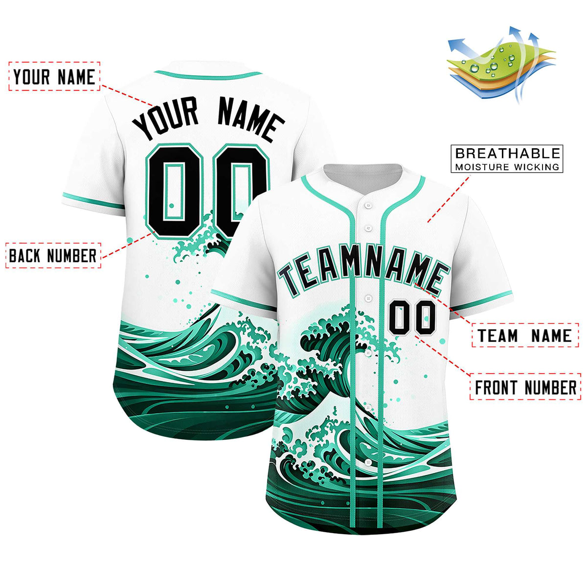 Custom White Wave Graffiti Pattern Authentic Baseball Jersey| KXKSHOP