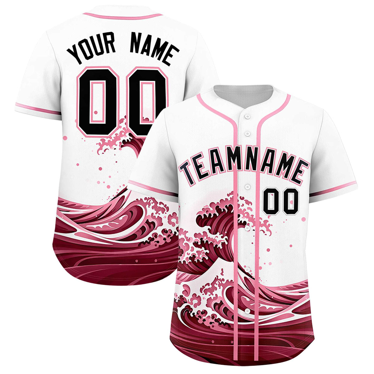 Custom White Wave Graffiti Pattern Authentic Baseball Jersey| KXKSHOP
