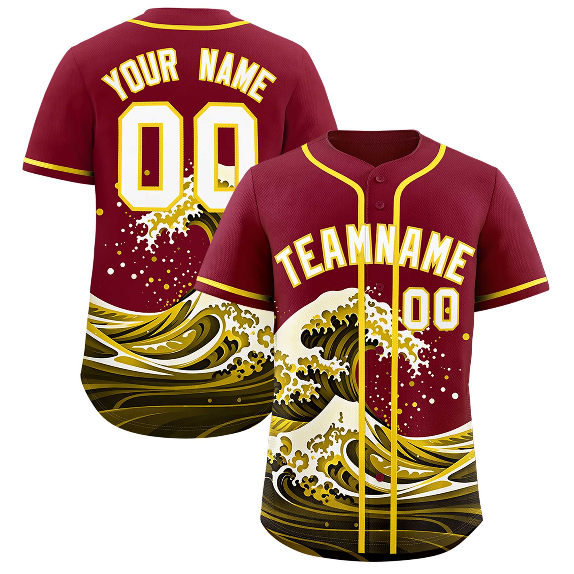 Custom Crimson Wave Graffiti Pattern Authentic Baseball Jersey| KXKSHOP