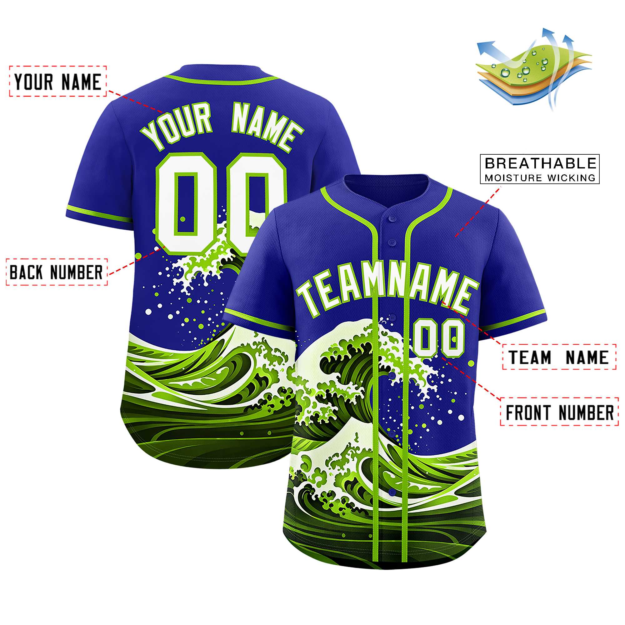 Custom Royal Wave Graffiti Pattern Authentic Baseball Jersey | KXKSHOP