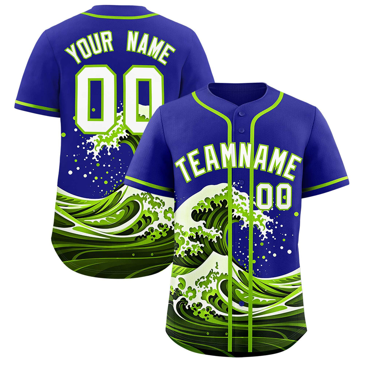 Custom Royal Wave Graffiti Pattern Authentic Baseball Jersey| KXKSHOP